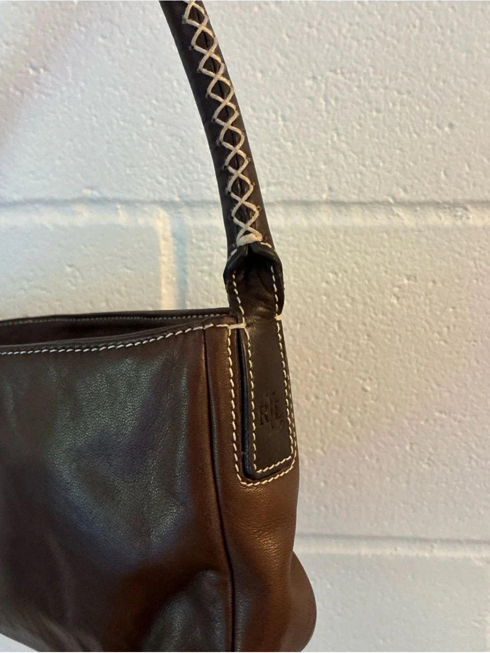 Vintage boho western  Ralph Lauren Brown Shoulder Bag Y2K Baguette stitching